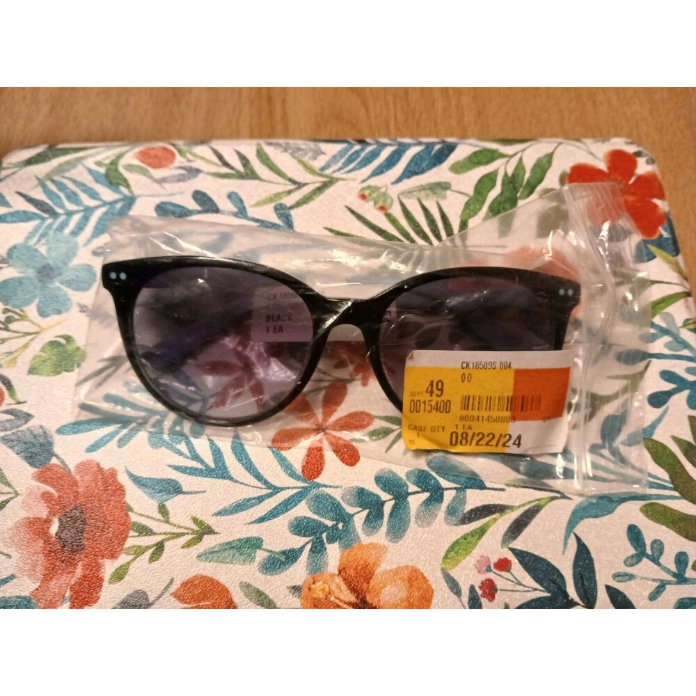 NWT Calvin Klein CK19503SG black & Aqua sunglasses hard CK MSRP $154